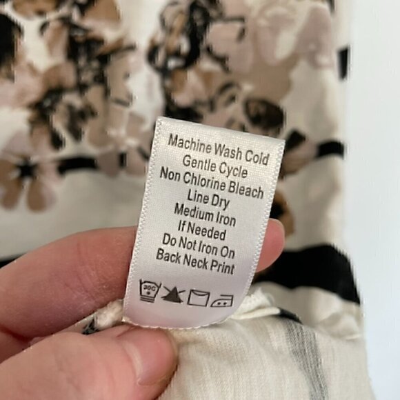 COLDWATER CREEK White Black Striped Brown Floral Mixed Print 3/4 Sleeve Tee Top - Picture 8 of 13